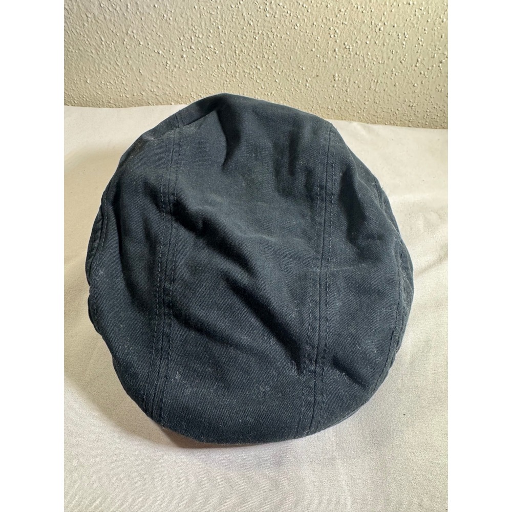 George Mens Black Flat Cap Ivy Newsboy Hat 100% Cotton L/XL RN115665